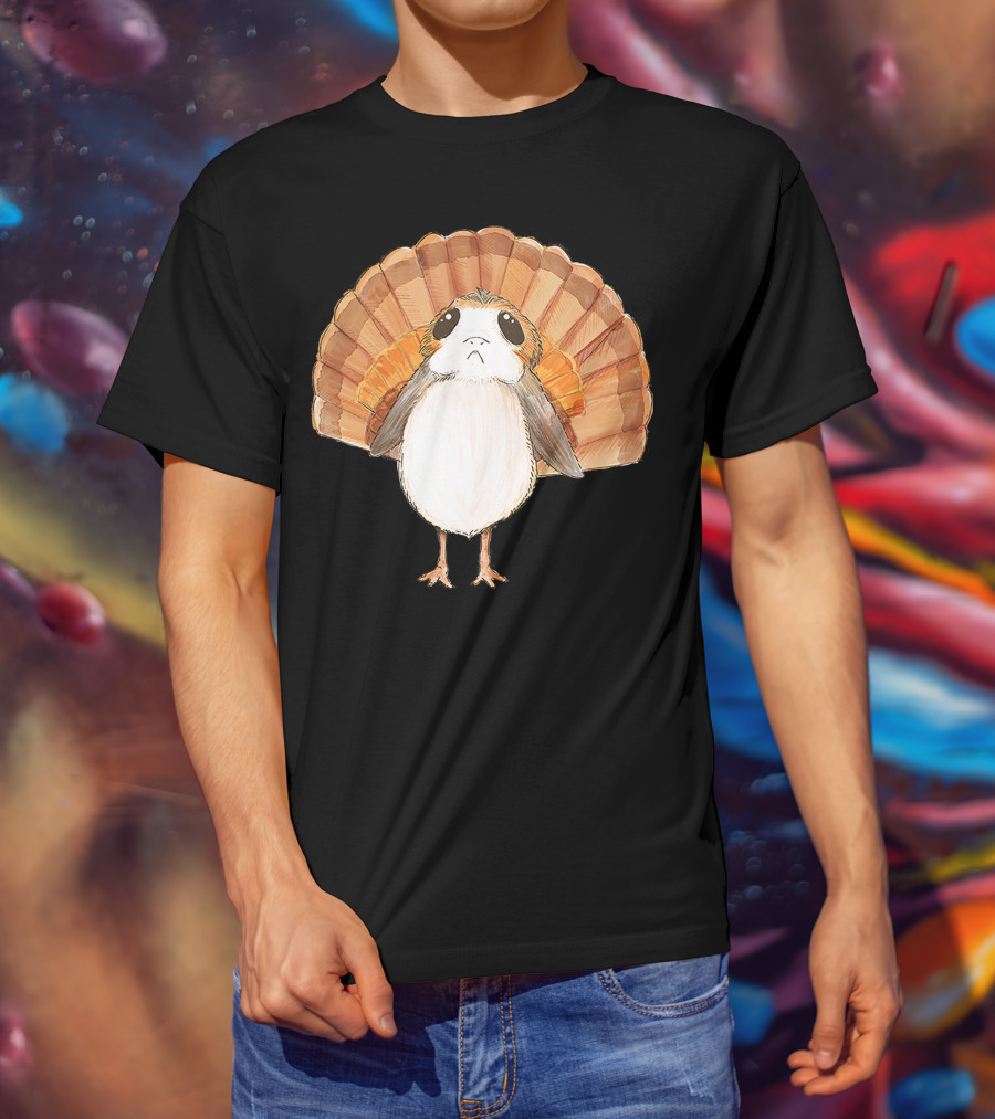 Star Wars Porg Turkey Thanksgiving Feathers T-Shirt