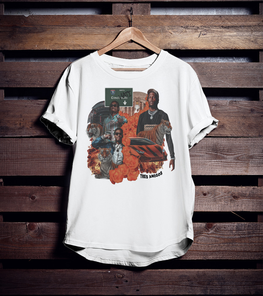 Tres Amigos Cincinnati Highway Tigers Roses Playoffs T-Shirt