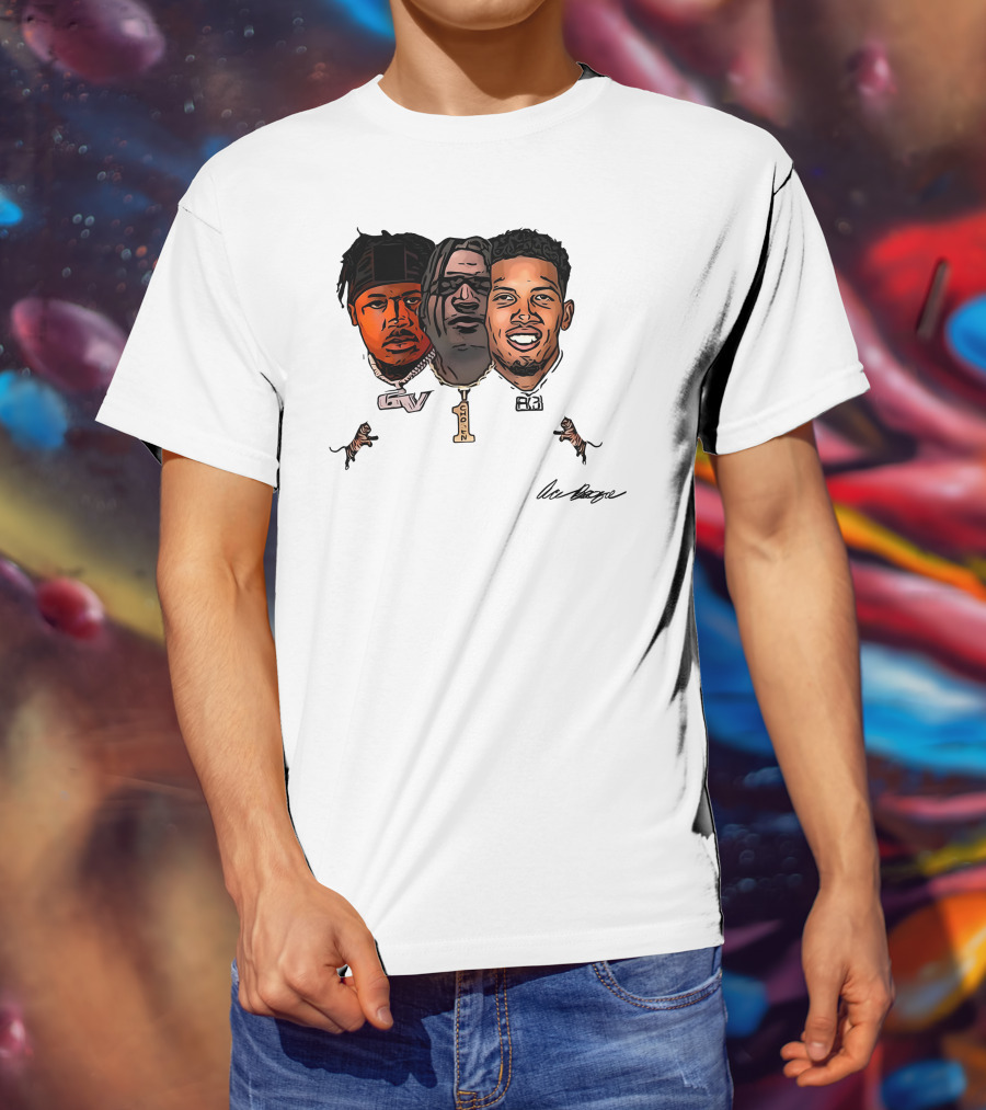 Ja'Marr Chase GV Tiger Trio Football T-Shirt