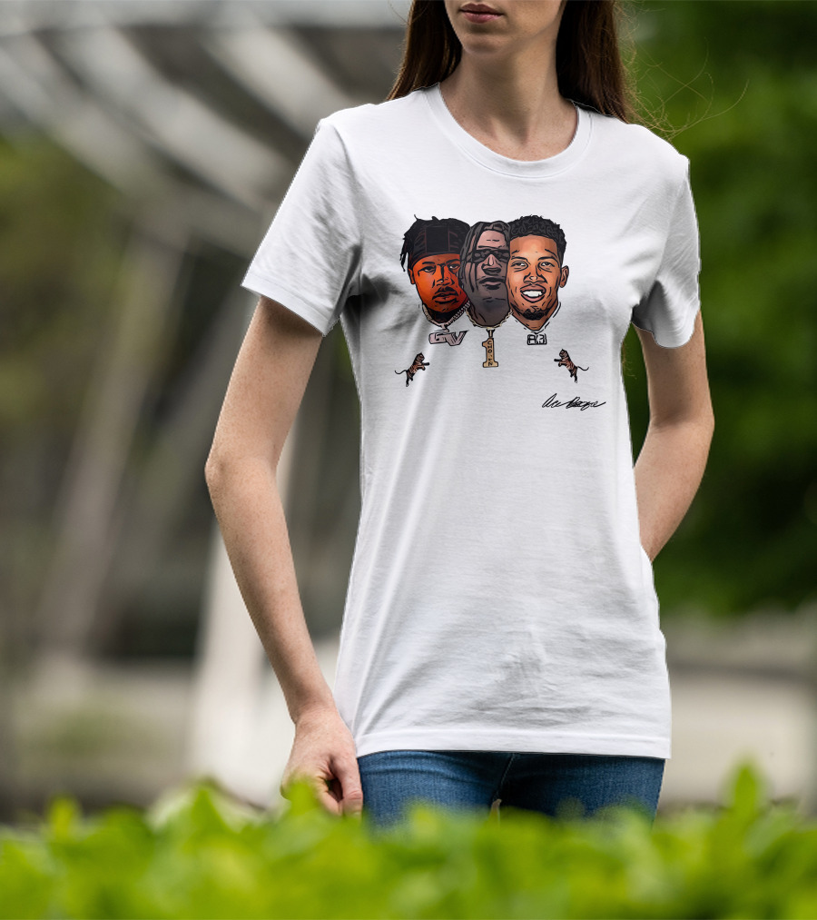 Ja'Marr Chase GV Tiger Trio Football T-Shirt
