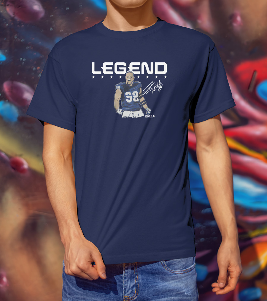 Breakingt Merch J.J. Watt Legend Number 99 Victory Pose T-Shirt