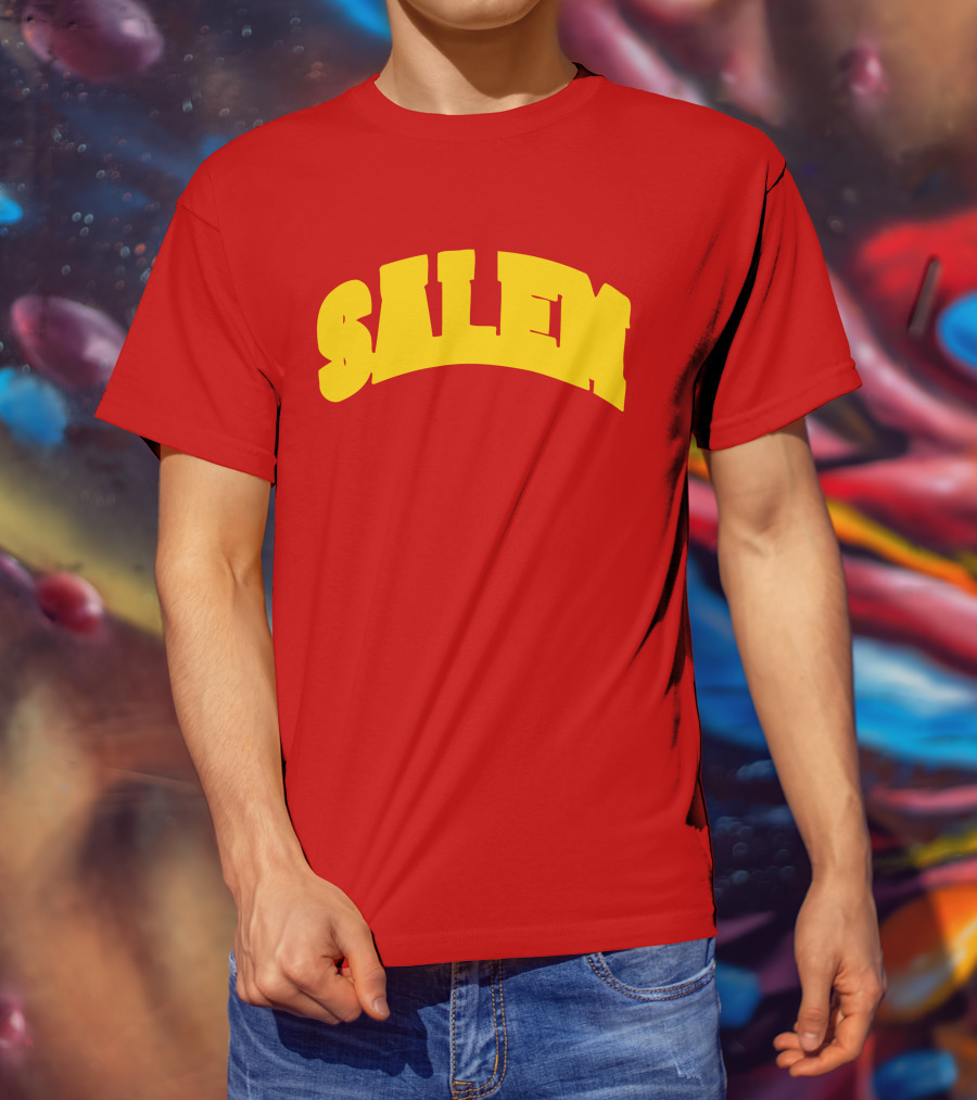 Salem Bold Yellow Arch On Red T-Shirt