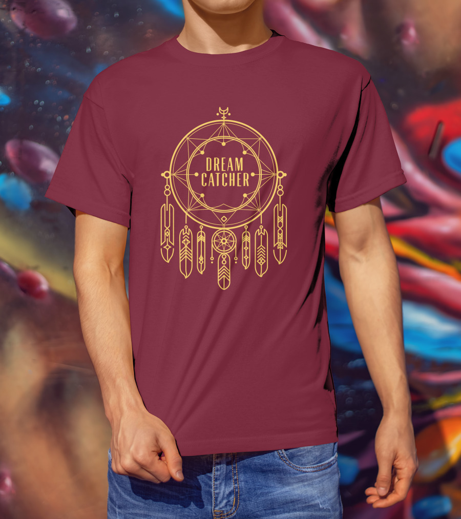Dreamcatcher Merch Dream Catcher Geometric Feather T-Shirt