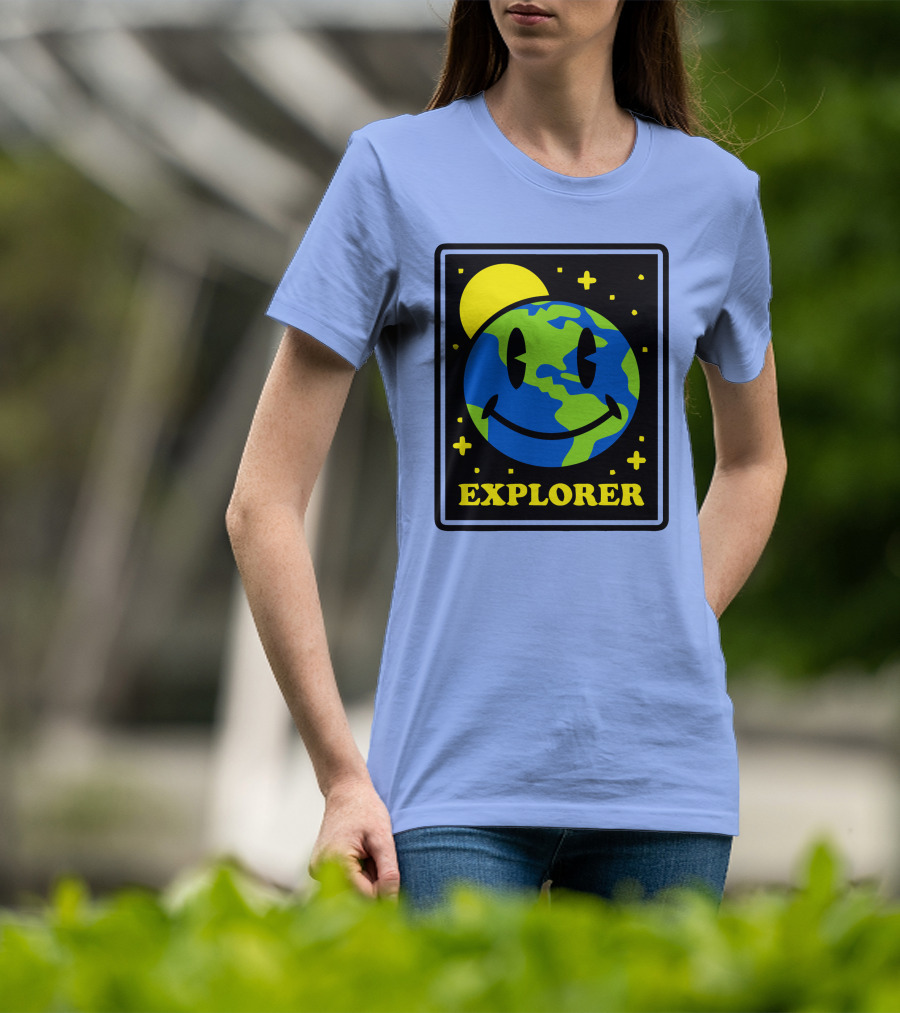 Socksfor1 Merch Explorer Earth Smiley T-Shirt