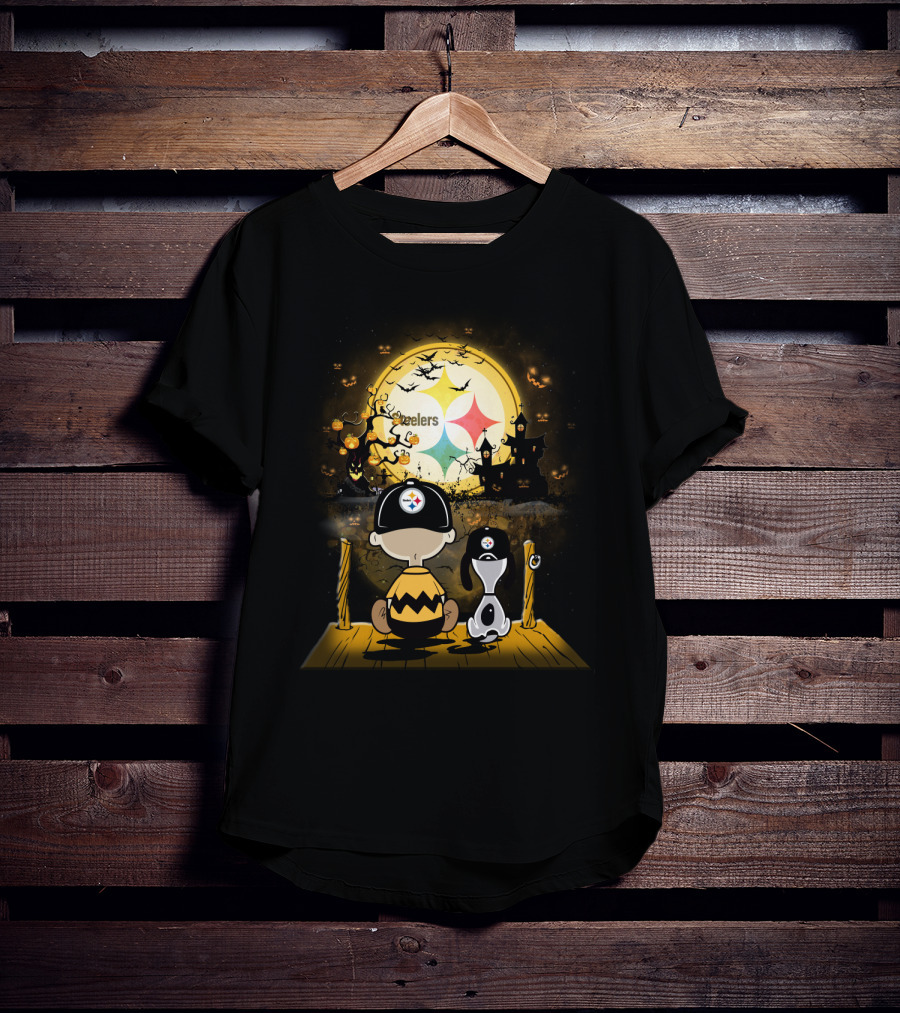 Peanuts Steelers Halloween Pumpkin Patch Scene T-Shirt