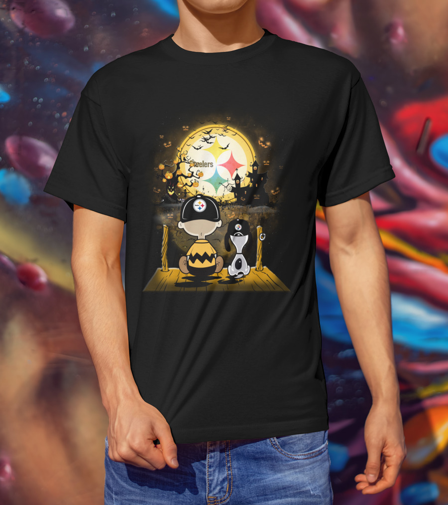 Peanuts Steelers Halloween Pumpkin Patch Scene T-Shirt