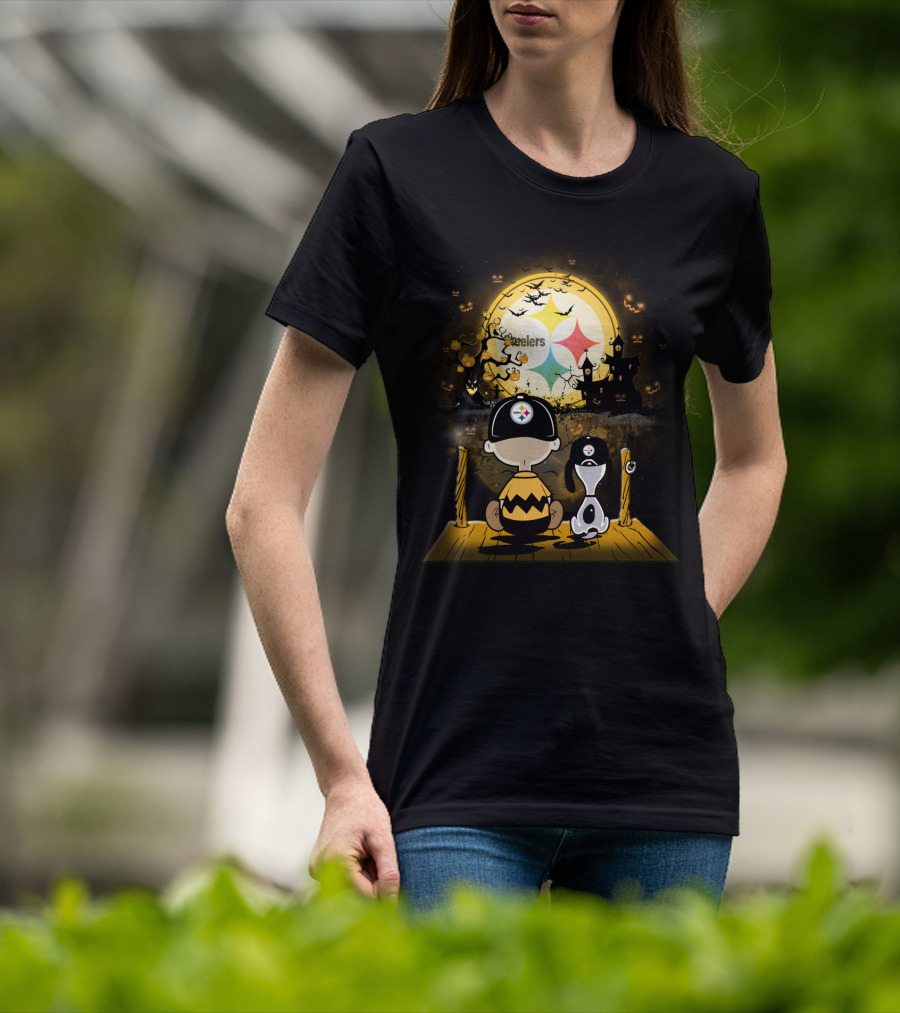 Peanuts Steelers Halloween Pumpkin Patch Scene T-Shirt