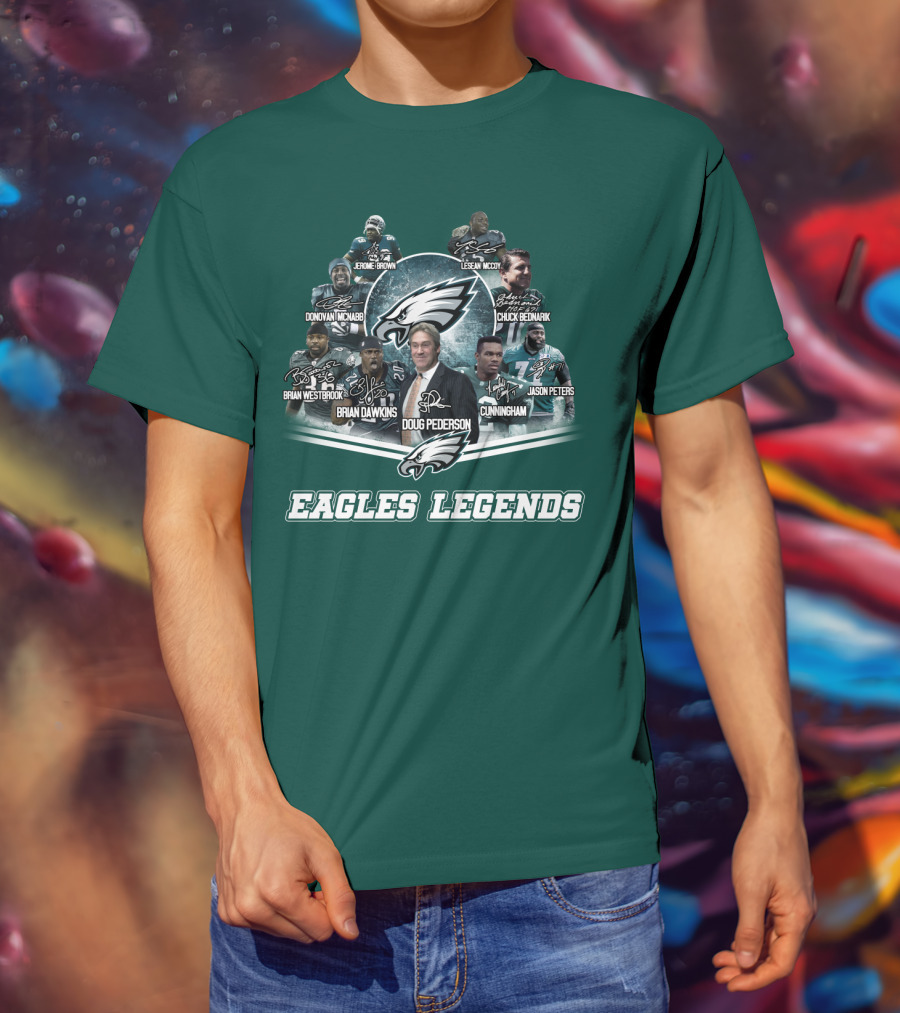 Eagles Legends Jerome Brown Lesean Mccoy Donovan Mcnabb Chuck Bednarik Brian Westbrook Brian Dawkins Doug Pederson Randall Cunningham Jason Peters T-Shirt