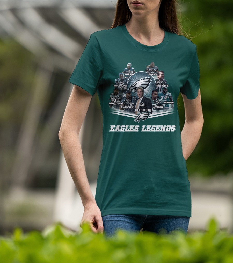 Eagles Legends Jerome Brown Lesean Mccoy Donovan Mcnabb Chuck Bednarik Brian Westbrook Brian Dawkins Doug Pederson Randall Cunningham Jason Peters T-Shirt