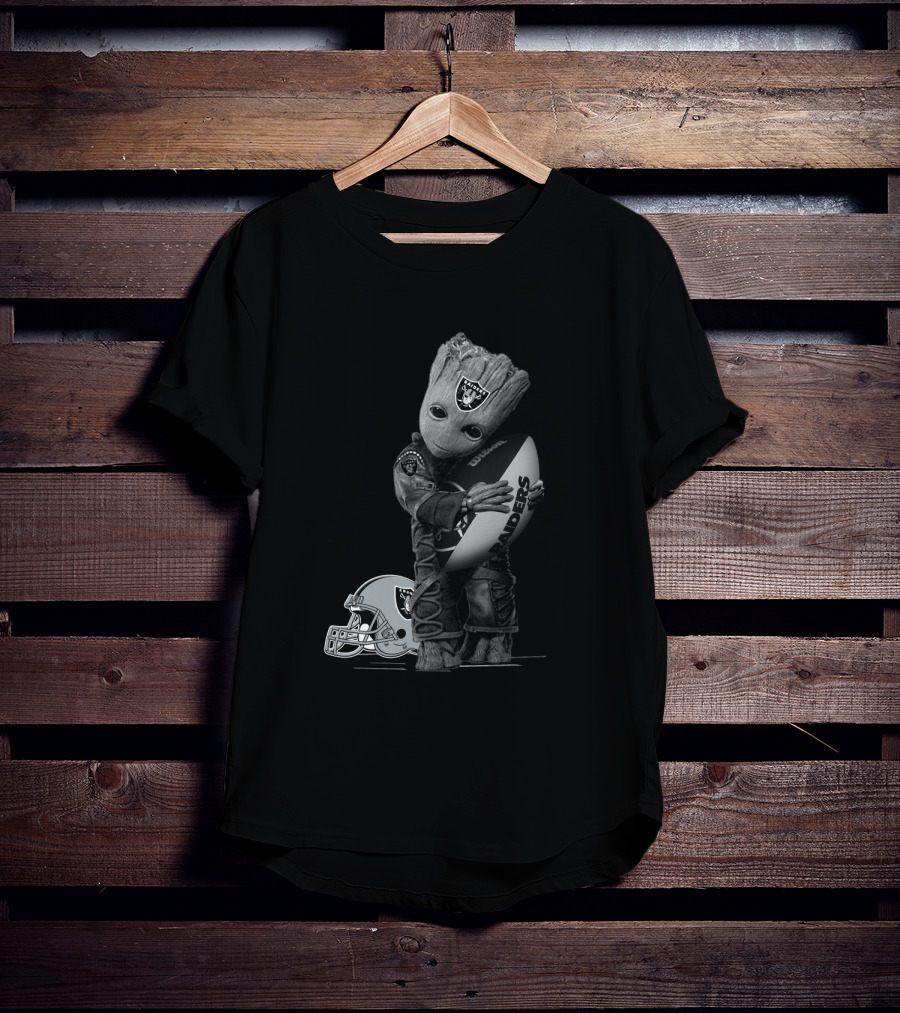 Groot Raiders Football Crossover Helmet And Ball T-Shirt