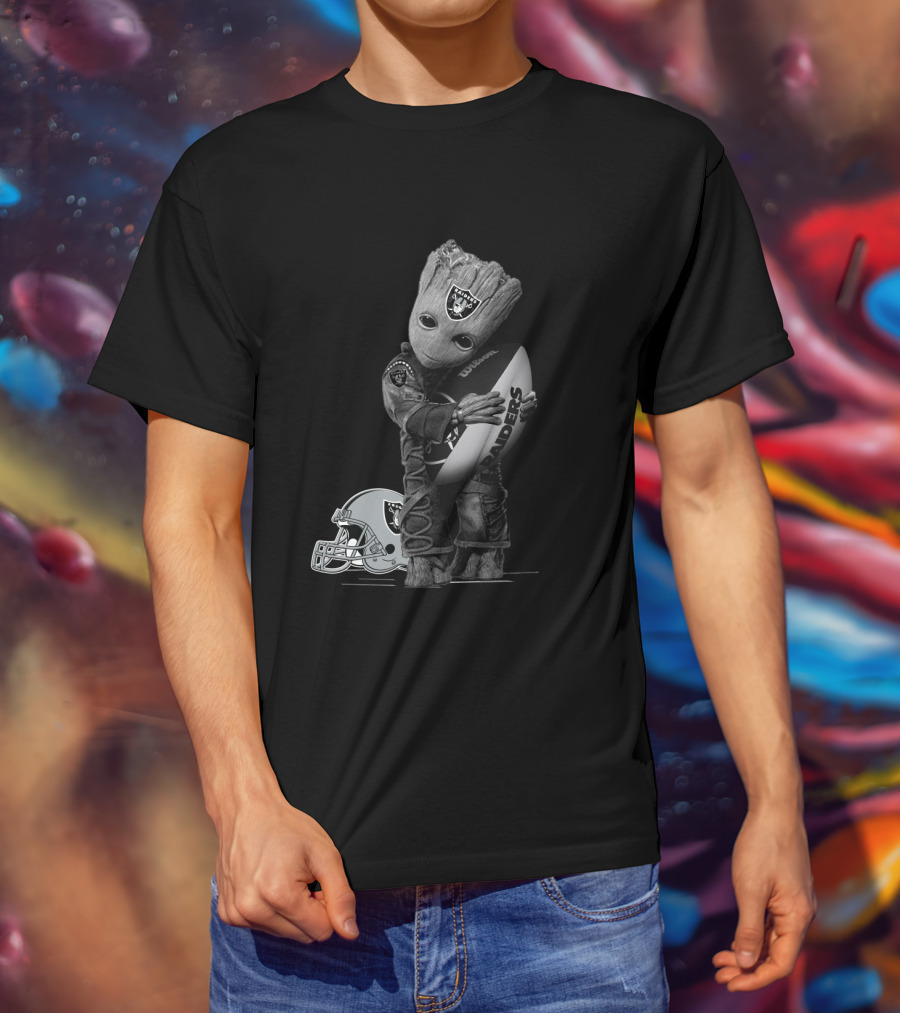 Groot Raiders Football Crossover Helmet And Ball T-Shirt