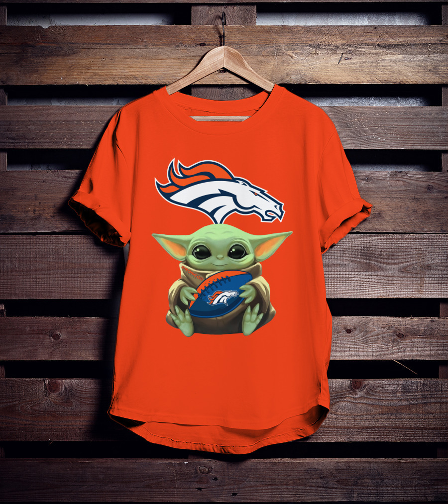 Denver Broncos Baby Yoda Football Fan T-Shirt