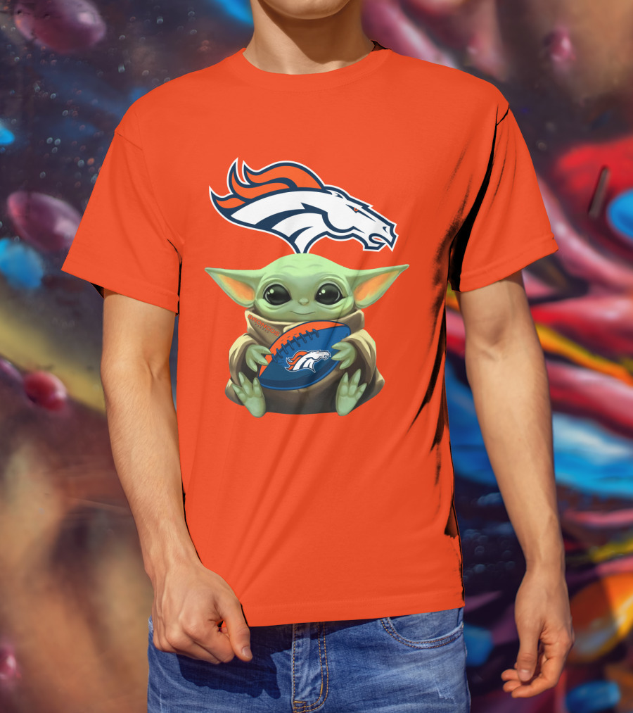 Denver Broncos Baby Yoda Football Fan T-Shirt