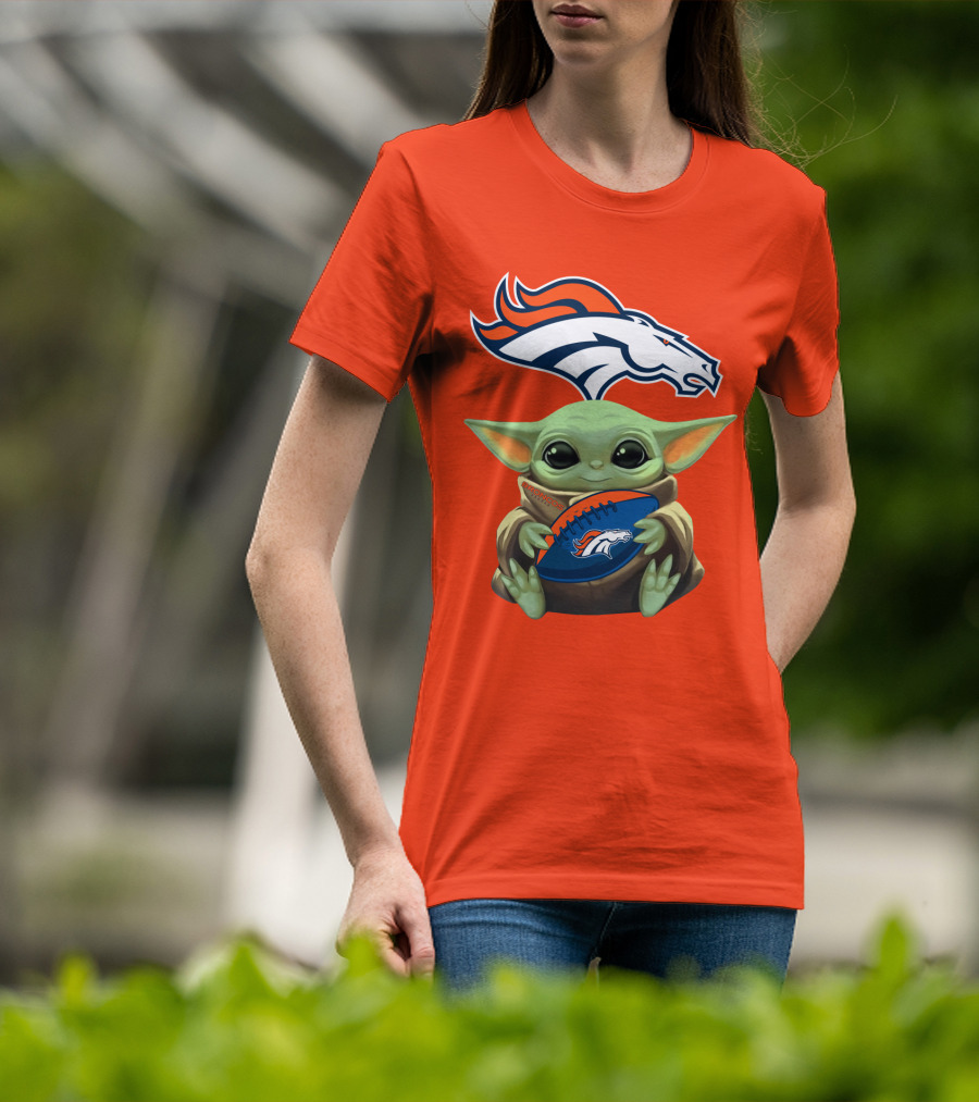 Denver Broncos Baby Yoda Football Fan T-Shirt