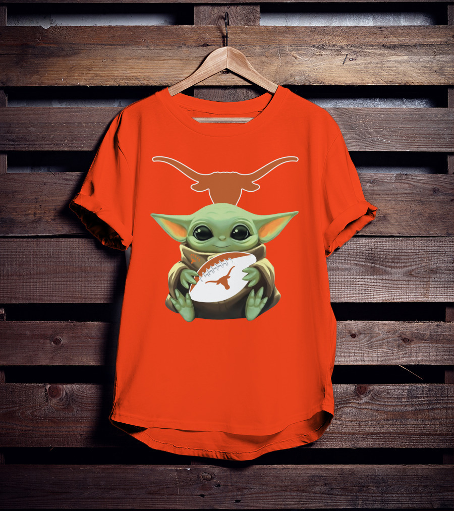Baby Yoda Texas Longhorns Football T-Shirt