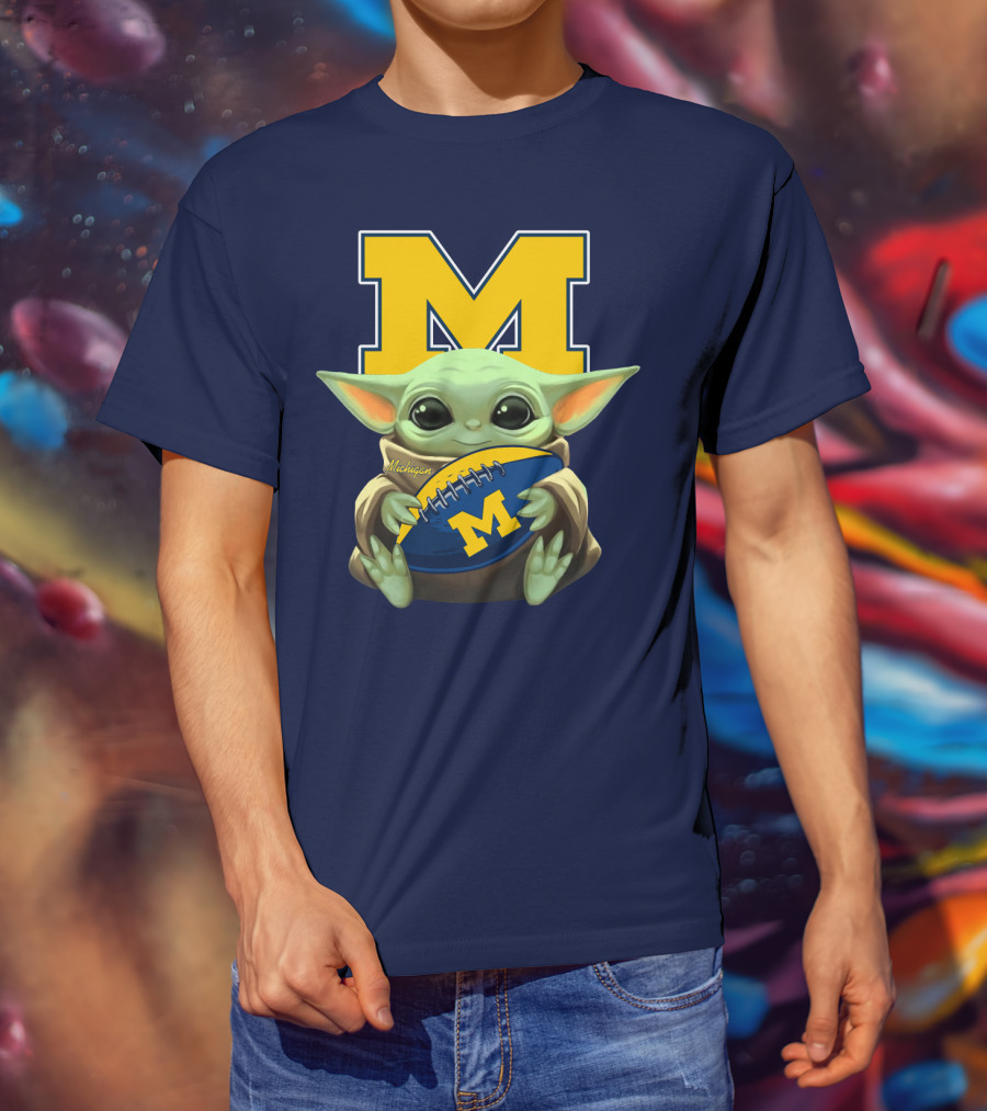 Michigan Baby Yoda Football M T-Shirt