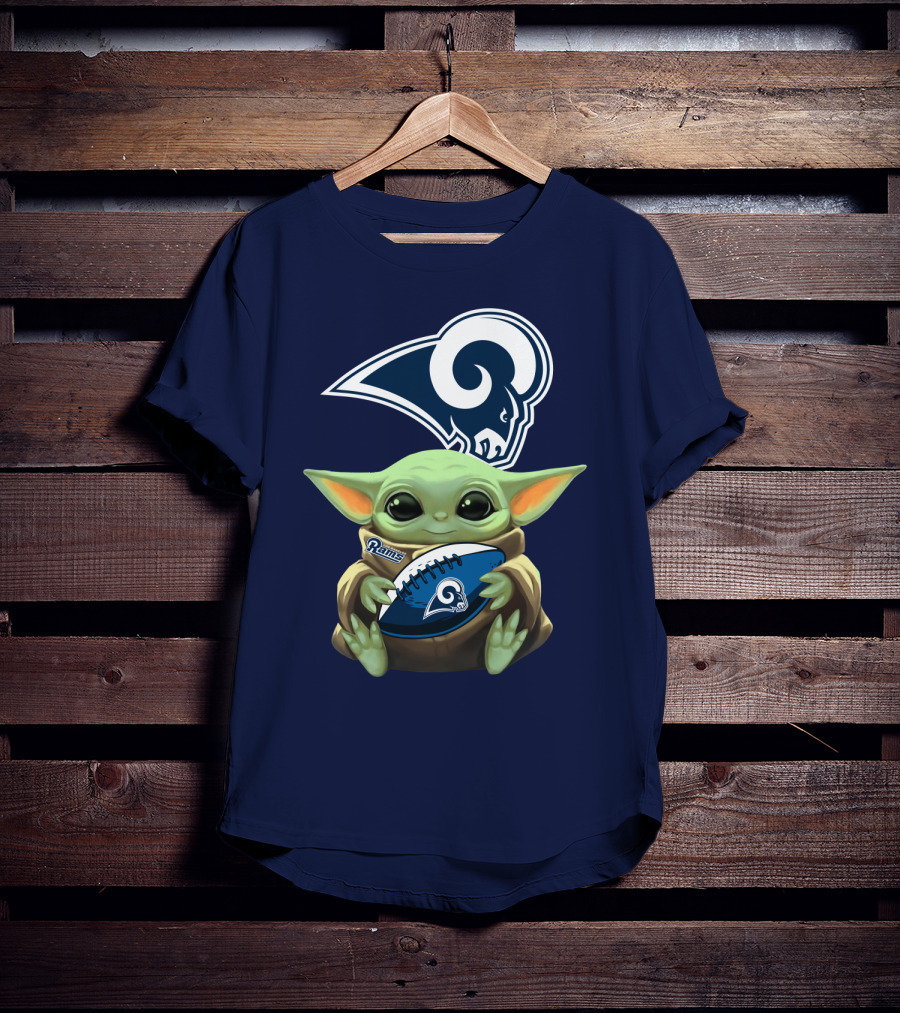 Baby Football Holding Rams T-Shirt