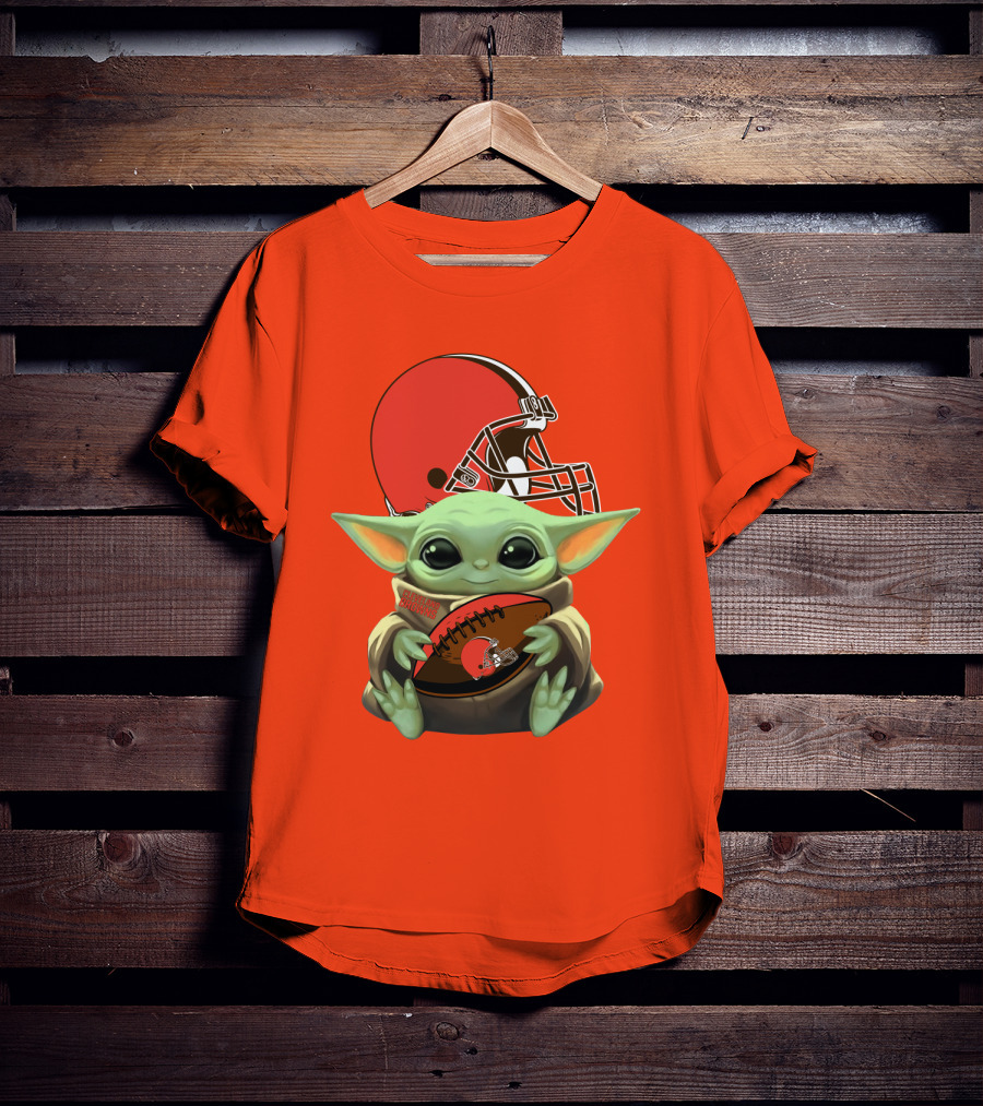 Cleveland Browns Football Baby Yoda T-Shirt