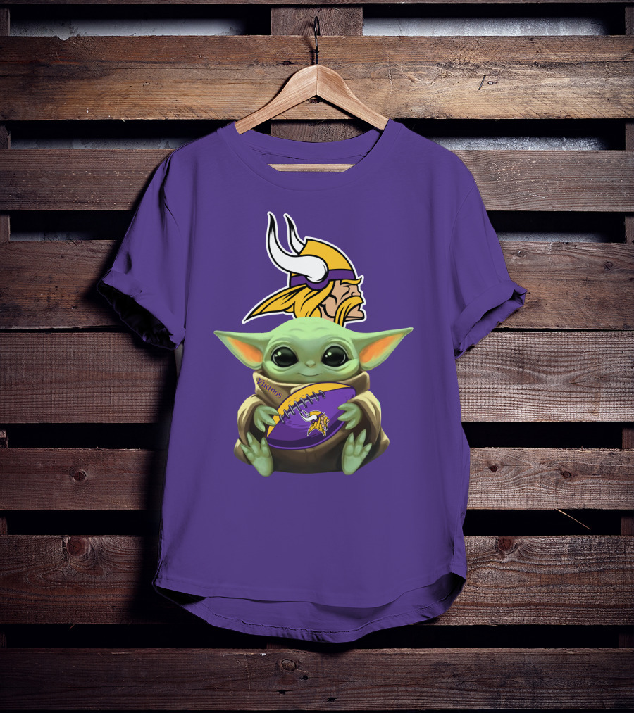 Vikings Football Baby Yoda T-Shirt