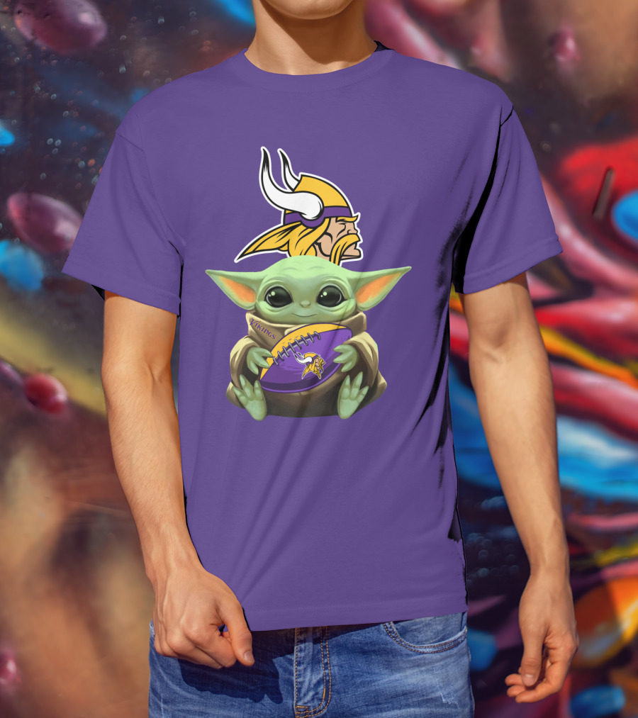 Vikings Football Baby Yoda T-Shirt