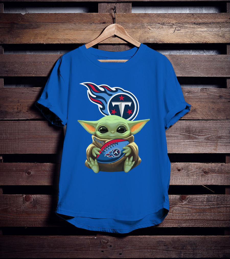 Tennessee Titans Baby Yoda Football T-Shirt