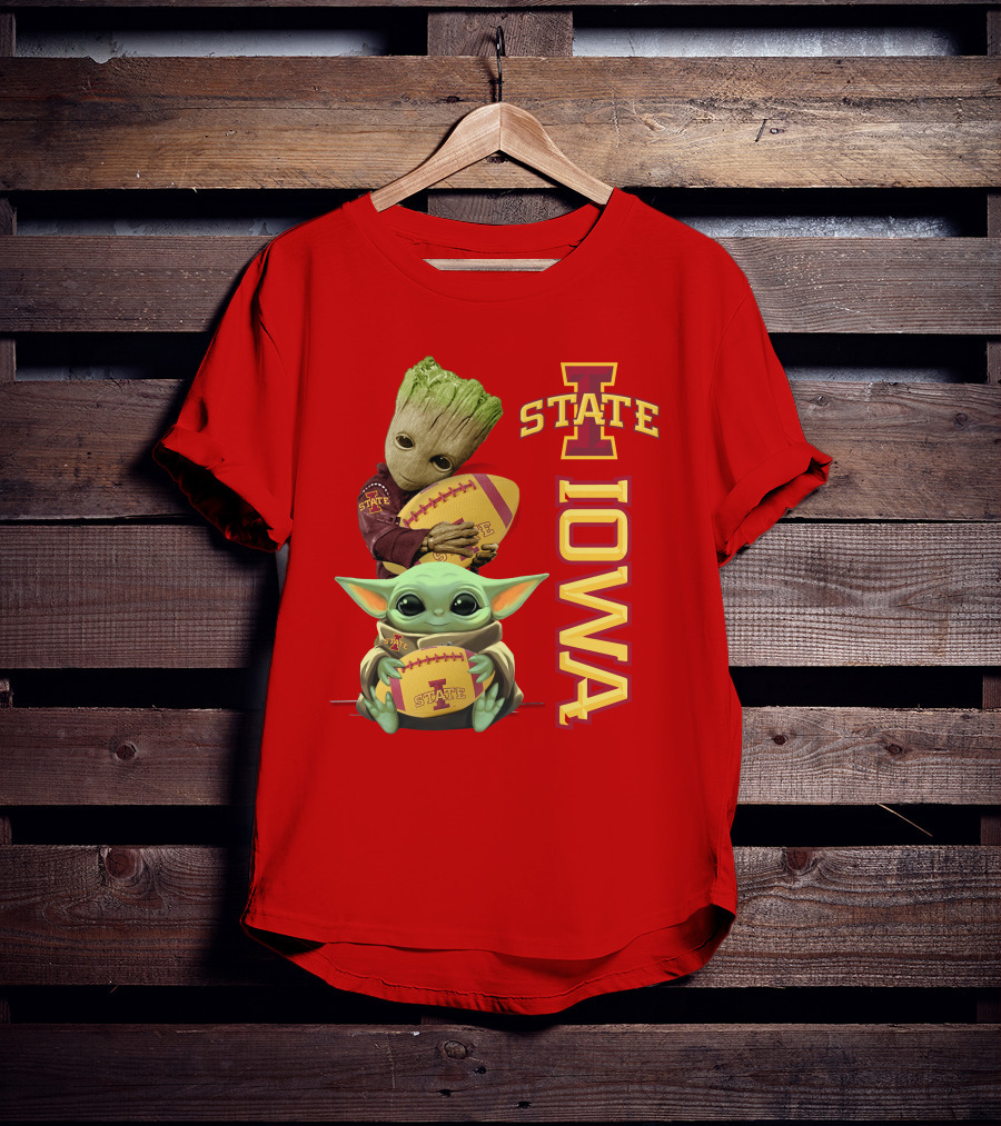 Iowa State Groot And Baby Yoda Football T-Shirt