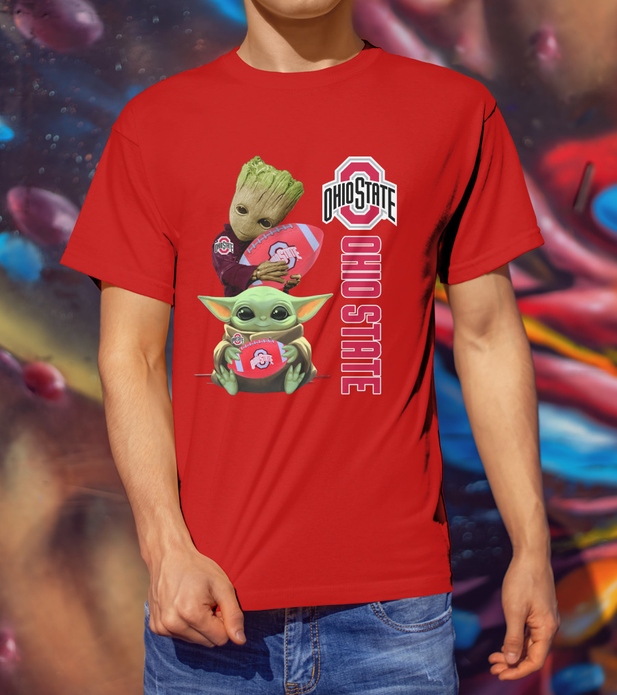 Ohio State Groot Baby Yoda Football T-Shirt