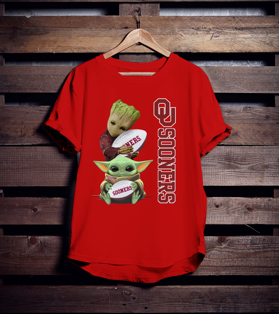 Ou Sooners Groot Baby Yoda Football T-Shirt