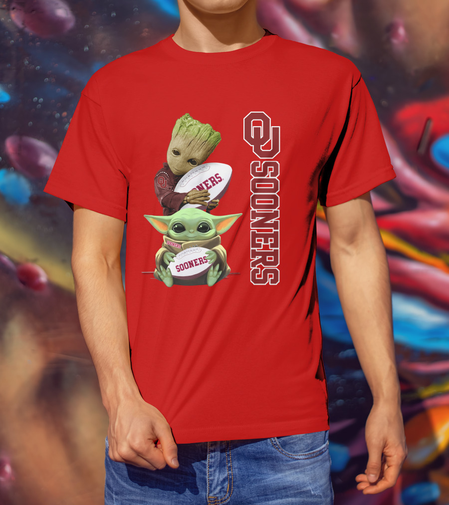 Ou Sooners Groot Baby Yoda Football T-Shirt
