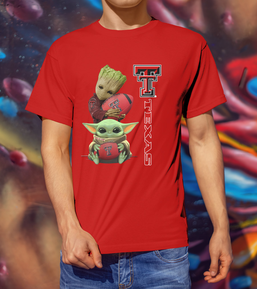 Groot Baby Yoda Texas Tech Football T-Shirt