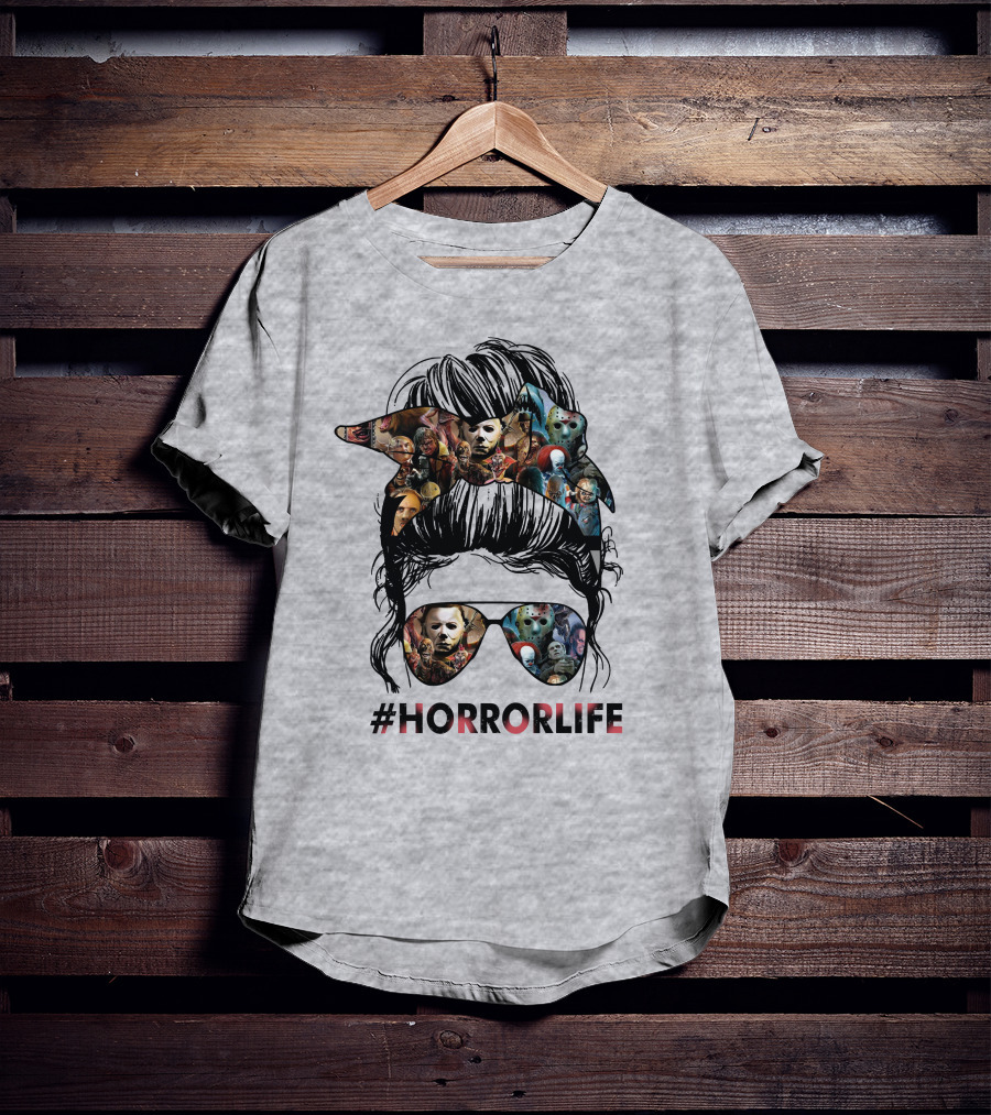 HorrorLife Messy Bun Iconic Horror Characters T-Shirt
