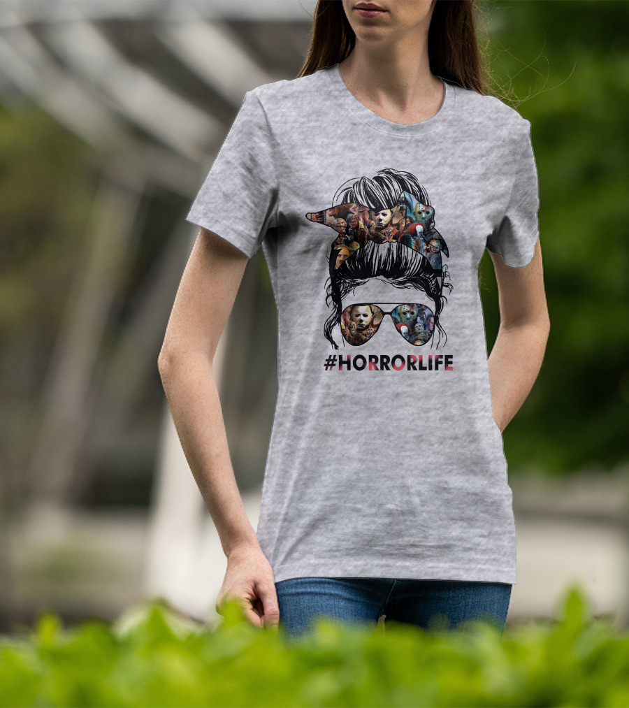 HorrorLife Messy Bun Iconic Horror Characters T-Shirt