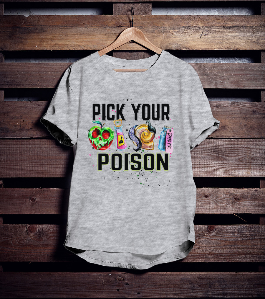Pick Your Poison Halloween Skull Apple Potion Snail Drink Me T-Shirt