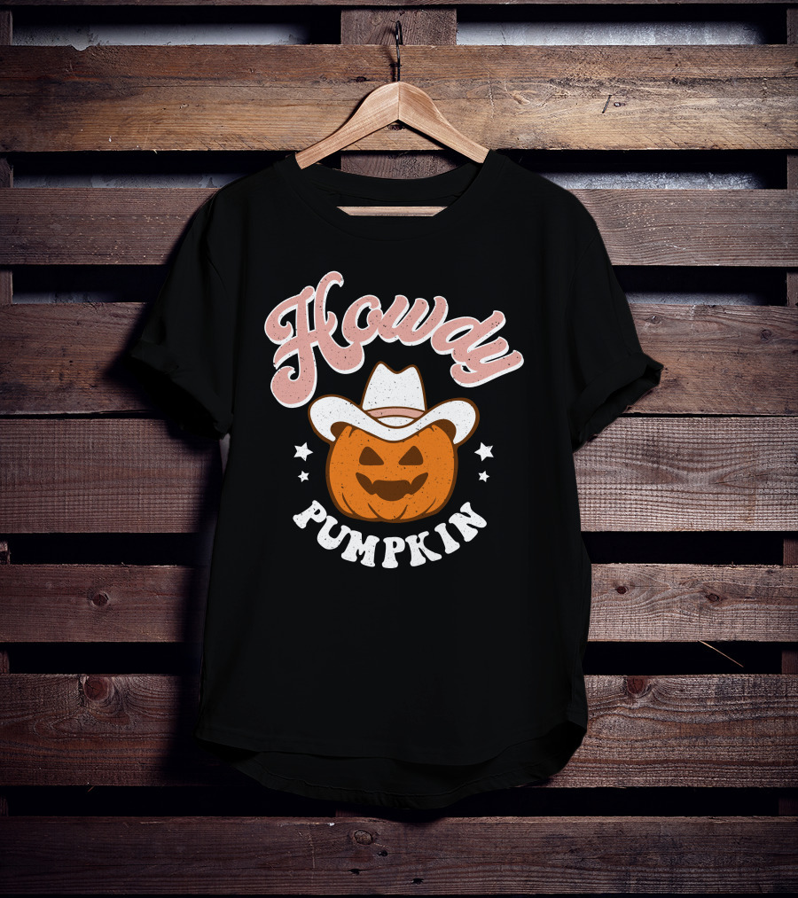 Howdy Pumpkin Halloween Western Cowboy Jack-o'-Lantern T-Shirt