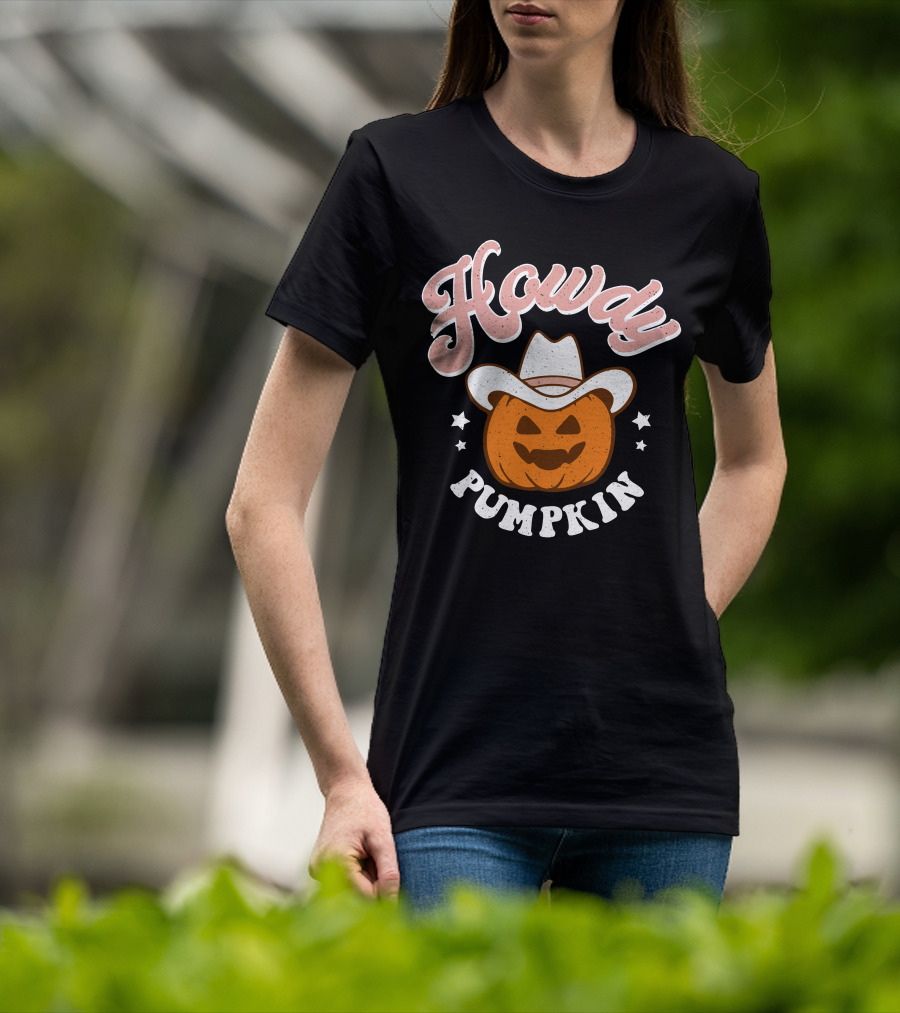 Howdy Pumpkin Halloween Western Cowboy Jack-o'-Lantern T-Shirt