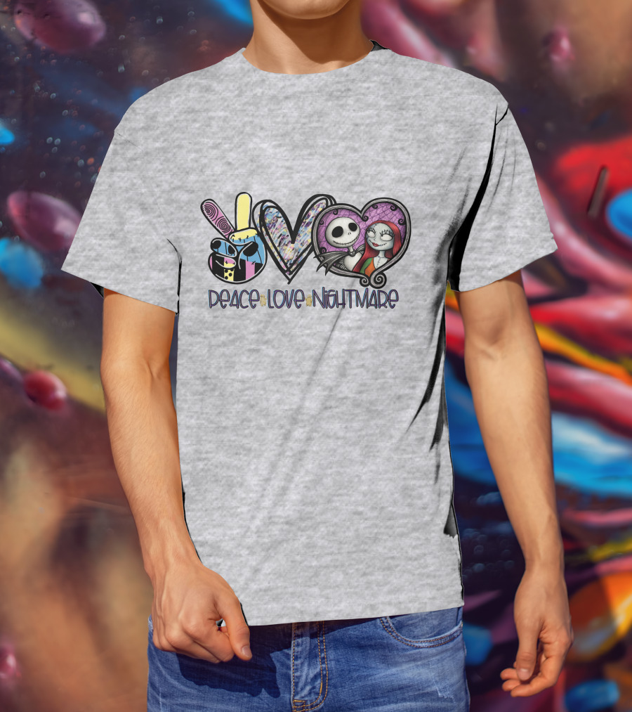Peace Love Nightmare Before Christmas Halloween T-Shirt
