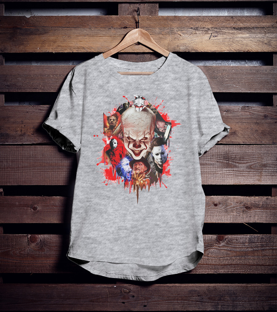 Halloween Killers Pennywise Michael Myers Freddy Krueger Jason Voorhees Jigsaw Horror Icons T-Shirt