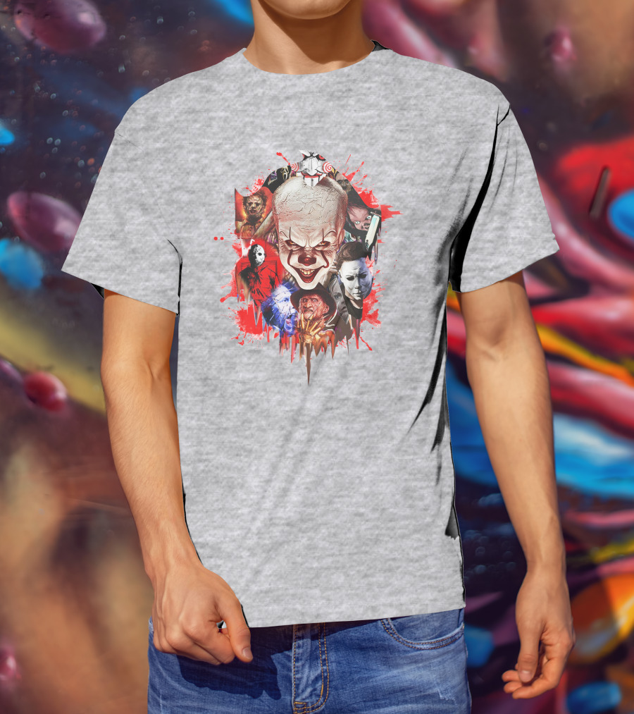 Halloween Killers Pennywise Michael Myers Freddy Krueger Jason Voorhees Jigsaw Horror Icons T-Shirt