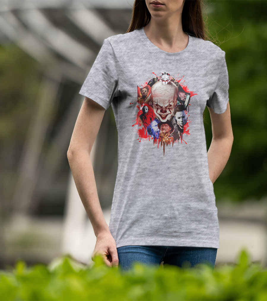 Halloween Killers Pennywise Michael Myers Freddy Krueger Jason Voorhees Jigsaw Horror Icons T-Shirt