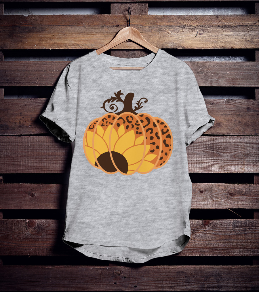 Sunflower Leopard Pumpkin Cheetah Pumpkin T-Shirt