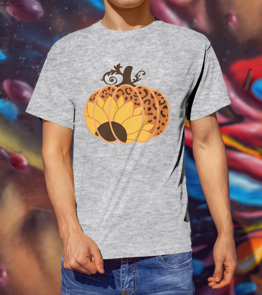 Sunflower Leopard Pumpkin Cheetah Pumpkin T-Shirt