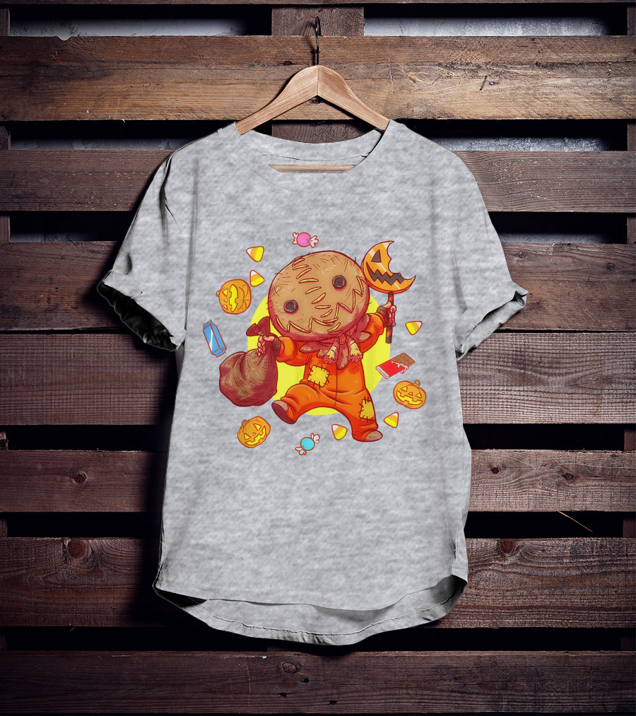 Trick R Treat Sam Halloween Cute Funny Pumpkin Candy Sack T-Shirt