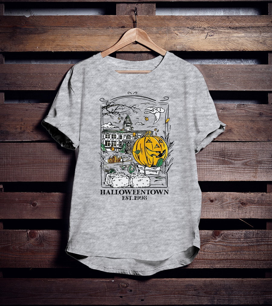 Halloweentown Est 1998 Jack-O'-Lantern And Haunted House Scene T-Shirt