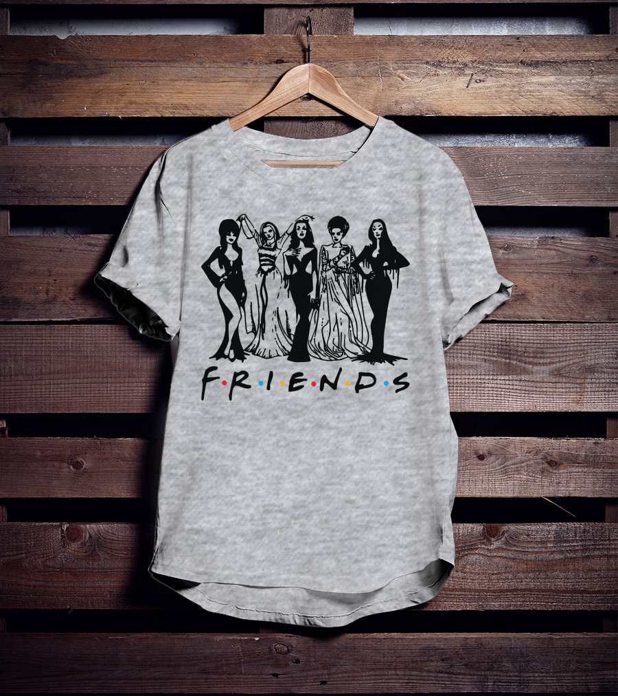 Horror Friends Squad Gothic Icons In Classic TV Show T-Shirt