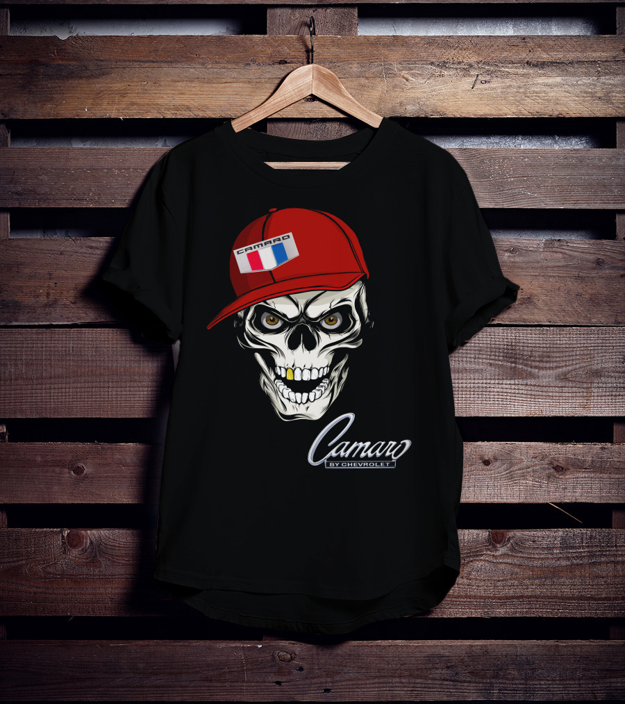 Camaro Skull With Red Cap By Chevrolet T-Shirt