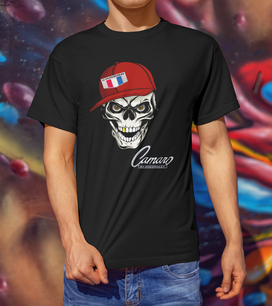 Camaro Skull With Red Cap By Chevrolet T-Shirt