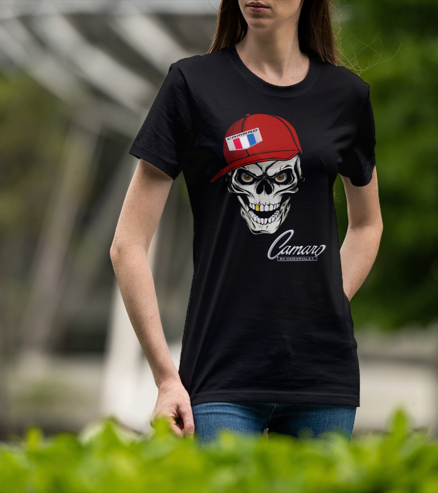 Camaro Skull With Red Cap By Chevrolet T-Shirt
