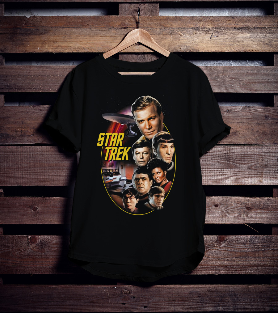 Star Trek Original Series Crew And Starship Enterprise T-Shirt