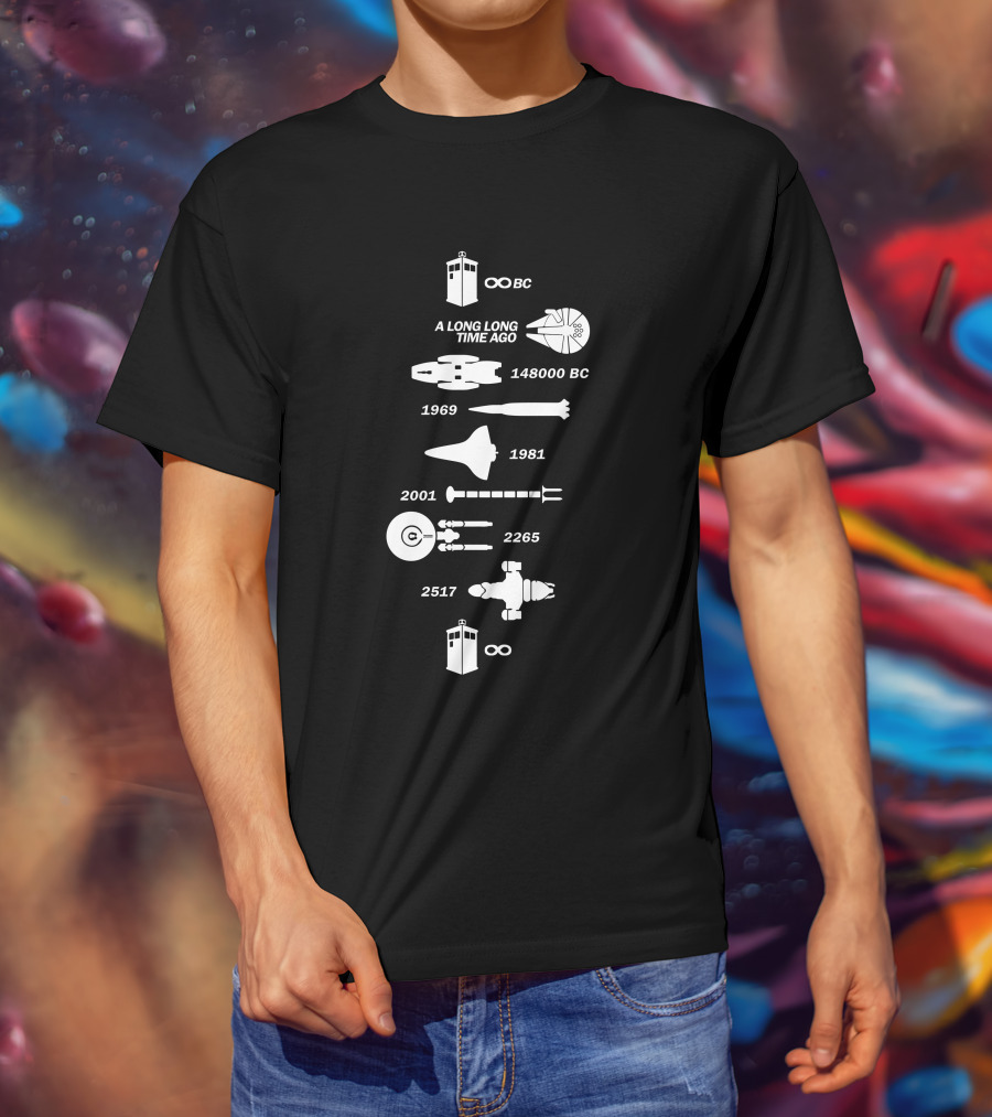 A Long Long Time Ago Spaceship Timeline 148000 BC 1969 1981 2001 2265 2517 Infinity T-Shirt