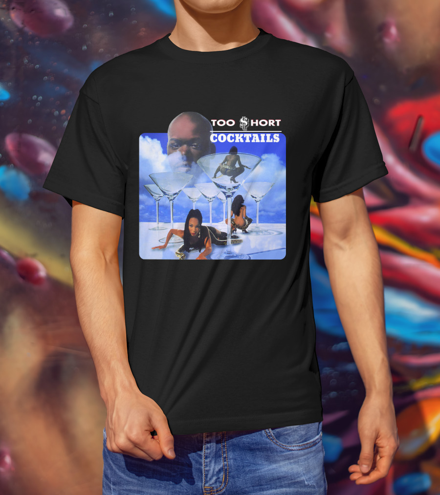 Too Short Cocktails Album Cover Sky And Martini Glasses T-Shirt